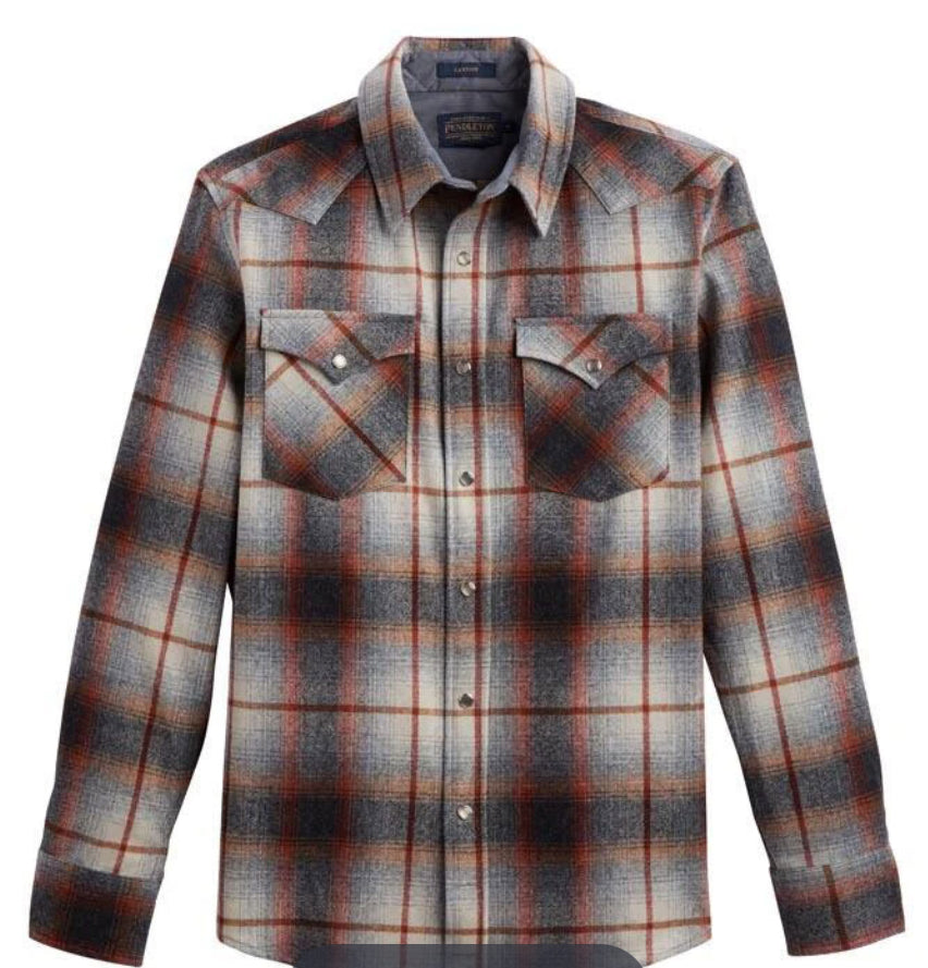 Pendleton Men's Virgin wool Flannel size L Tan button Up outlets Long Sleeve Plaid Shirt