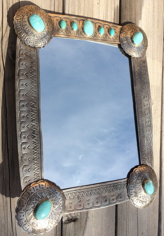 Turquoise and Silver Mirror
