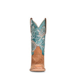 Kids Circle G Boots in Honey Tan with Turquoise and Flower Embroidery