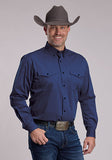 Roper Men's Long Sleeve Solid Shirt - Blue with Black FIll