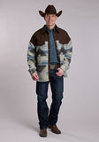 Roper Men's Cream and Brown Aztec Coat