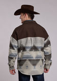 Roper Men's Cream and Brown Aztec Coat