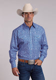 Stetson Men’s Two Pocket Snap Blue Scroll Print Shirt