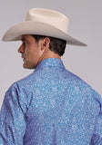 Stetson Men’s Two Pocket Snap Blue Scroll Print Shirt