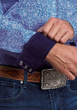Stetson Men’s Two Pocket Snap Blue Scroll Print Shirt