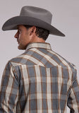 Stetson Men's Heathered Plaid Pearl Snap Long Sleeve Shirt