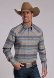 Stetson Men's Ombre Stripe Plaid Long Sleeve Snap Shirt