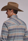 Stetson Men's Ombre Stripe Plaid Long Sleeve Snap Shirt