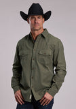 Stetson Men's 2 Pocket Brushed Twill Shirt - Olive