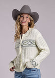 Stetson Women's Wool Blend Full Zip Cable Sweater