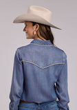 Stetson Tencel Denim Women's Blouse with Piping