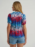 Wrangler Women's Puff Sleeve Mini Button Blouse