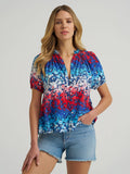 Wrangler Women's Puff Sleeve Mini Button Blouse