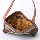 American Darling Saddle Blanket Cowhide Western Shoulder Bag Fringe Hand-Woven Fabric & Genuine Leather