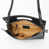 American Darling Black Hand Tooled Leather Clutch Wallet - Western Floral Cutout Handle Purse