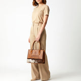 American Darling Hair-On Hide & Tan Genuine Leather Western Tote Bag with Braided Detail