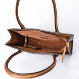 American Darling Hair-On Hide & Tan Genuine Leather Western Tote Bag with Braided Detail