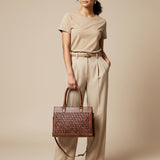 American Darling Woven Pattern Full Grain Genuine Leather Tote Bag | Classic Western Carryall