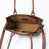 American Darling Woven Pattern Full Grain Genuine Leather Tote Bag | Classic Western Carryall