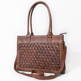 American Darling Woven Pattern Full Grain Genuine Leather Tote Bag | Classic Western Carryall