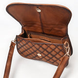American Darling Western Saddle Crossbody - Quilted Leather Bag with Gold Stud Accents & Curved Flap