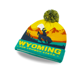 Wyoming Cowboy State Sunset Knit Beanie with Western Scenery