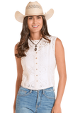 Panhandle Slim Ladies White Lace Tank Top