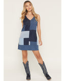 Kimes Ranch Women's Dottie Sleeveless Denim Patchwork Mini Dress