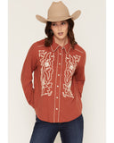 Kimes Ranch Women's Stevie Floral Embroidered Long Sleeve Pearl Snap Western Shirt