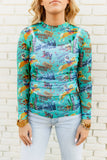 TH1221 TURQ COWGIRL COLLAGE  MESH TOP (7 PIECE)