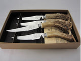 Set of 4 Steak Knives with Antler Handles