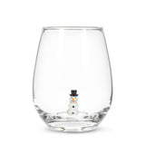 Snowman Icon Stemless Wine Glass-4.5"H(20oz)
