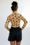 Vintage Cowboy Sheer Mock Neck Top