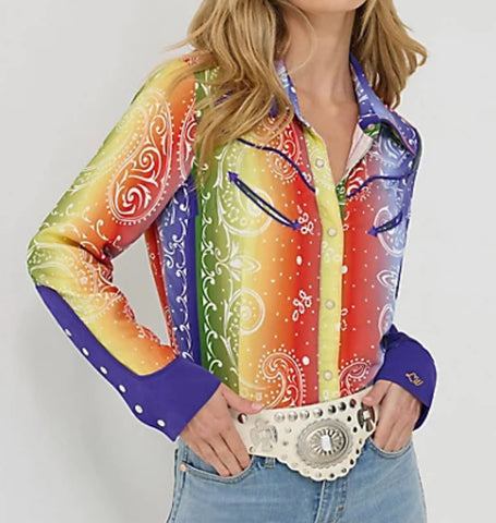 Lainey Wilson Rainbow Bandana Blouse by Wrangler