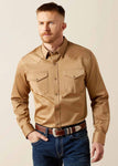 Solid Twill Fitted Snap Long Sleeve Shirt Men’s