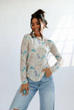 Coastal Cowgirl Sheer Mock Neck Top: Medium/Large