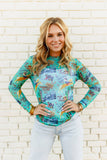 TH1221 TURQ COWGIRL COLLAGE  MESH TOP (7 PIECE)