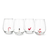 Snowman Icon Stemless Wine Glass-4.5"H(20oz)