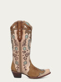 Corral Women's Honey Horseshoe Overlay and Embroidered Cowboy Boot