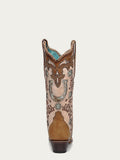 Corral Women's Honey Horseshoe Overlay and Embroidered Cowboy Boot