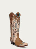 Corral Women's Honey Horseshoe Overlay and Embroidered Cowboy Boot