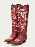 Corral Women's Glow in the Dark Embroidery Red Tall Top Snip Toe Cowboy Boot
