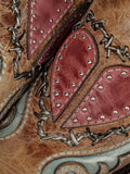 Corral Women's Heart Inlay Embroidery Studs and Woven Barbed Wire Sand Snip Toe Cowboy Boot