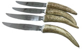Set of 4 Steak Knives with Antler Handles