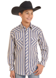 Rock & Roll Boys Stripe Diamond Print Snap Shirt
