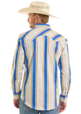 Rock & Roll Men's Striped Brushed Popper Long Sleeve Shirt