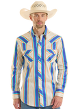 Rock & Roll Men's Striped Brushed Popper Long Sleeve Shirt