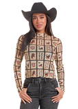 Panhandle Women's Playing Cards Mesh Top