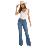 Rock & Roll Women's Mid Rise Trouser Jean - Medium Wash