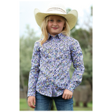 Cruel Girl Girls' Long Sleeve Western Snap Shirt - Lilac Print